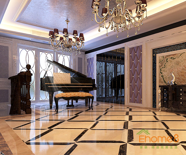 165㎡躍層歐式風格鋼琴室裝修效果圖