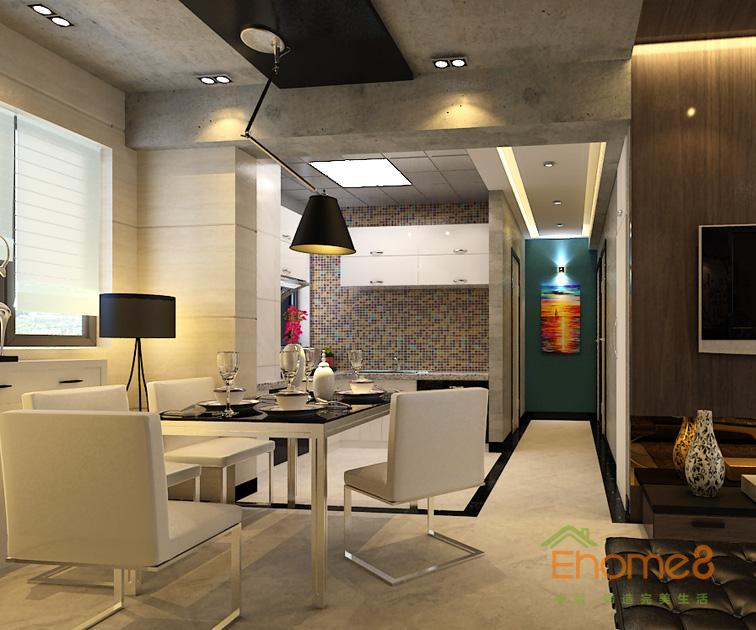 65㎡兩房一廳現(xiàn)代簡(jiǎn)約風(fēng)格餐廳過道裝修效果圖