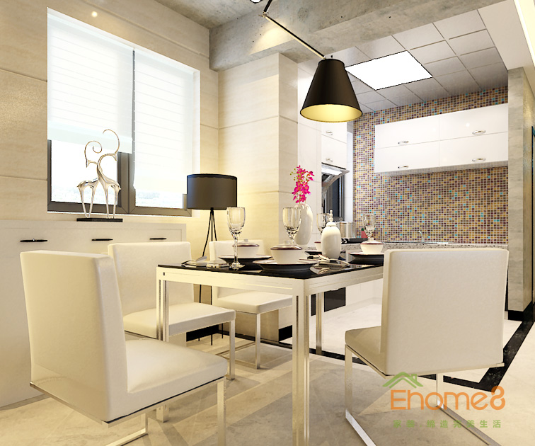 65㎡兩房一廳現(xiàn)代簡(jiǎn)約風(fēng)格餐廳裝修效果圖