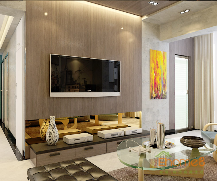 65㎡兩房一廳現(xiàn)代簡(jiǎn)約風(fēng)格客廳裝修效果圖